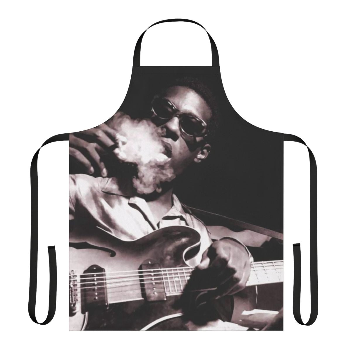 Apron with jazz guitar and musician icons in tribute to Grant Green