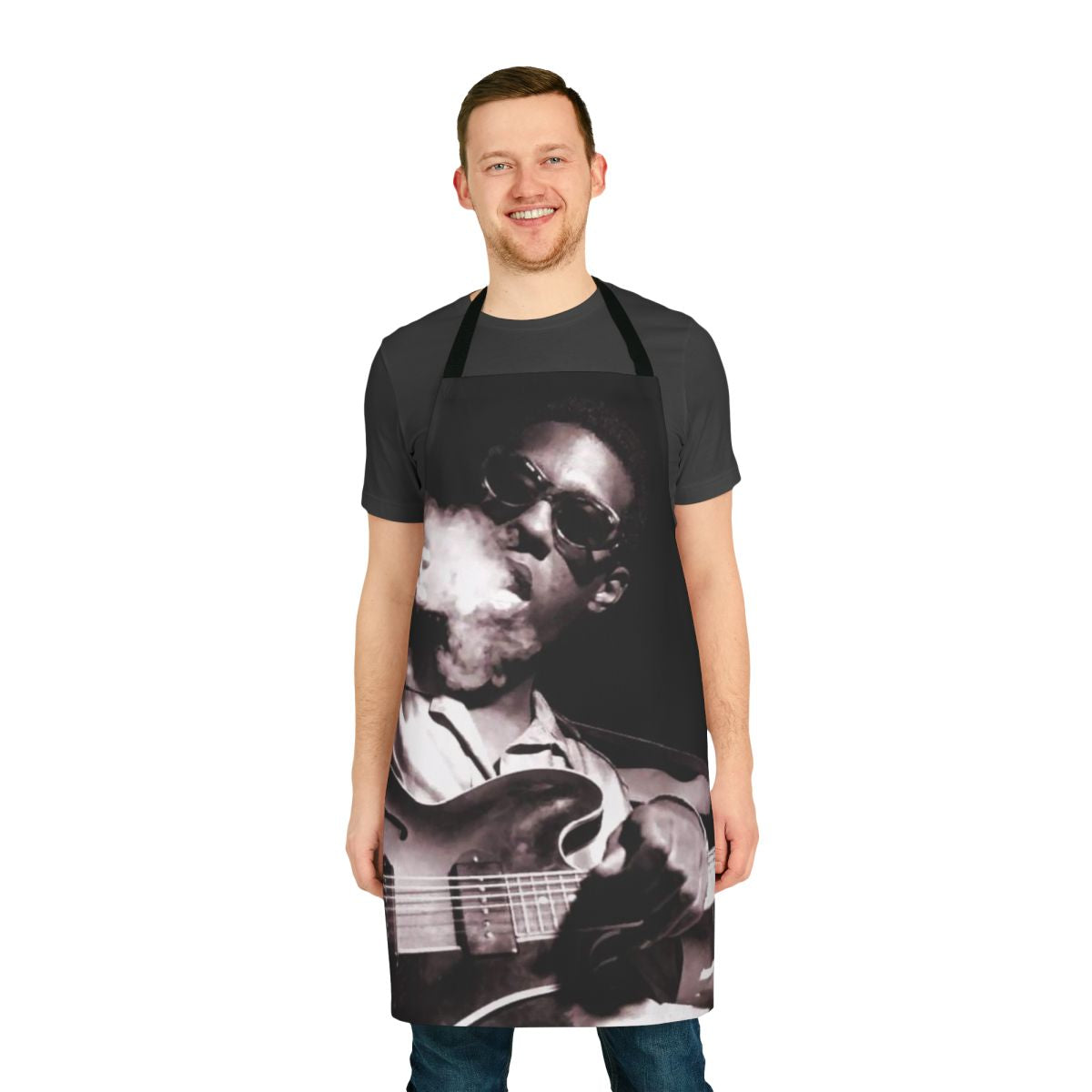Apron with jazz guitar and musician icons in tribute to Grant Green
