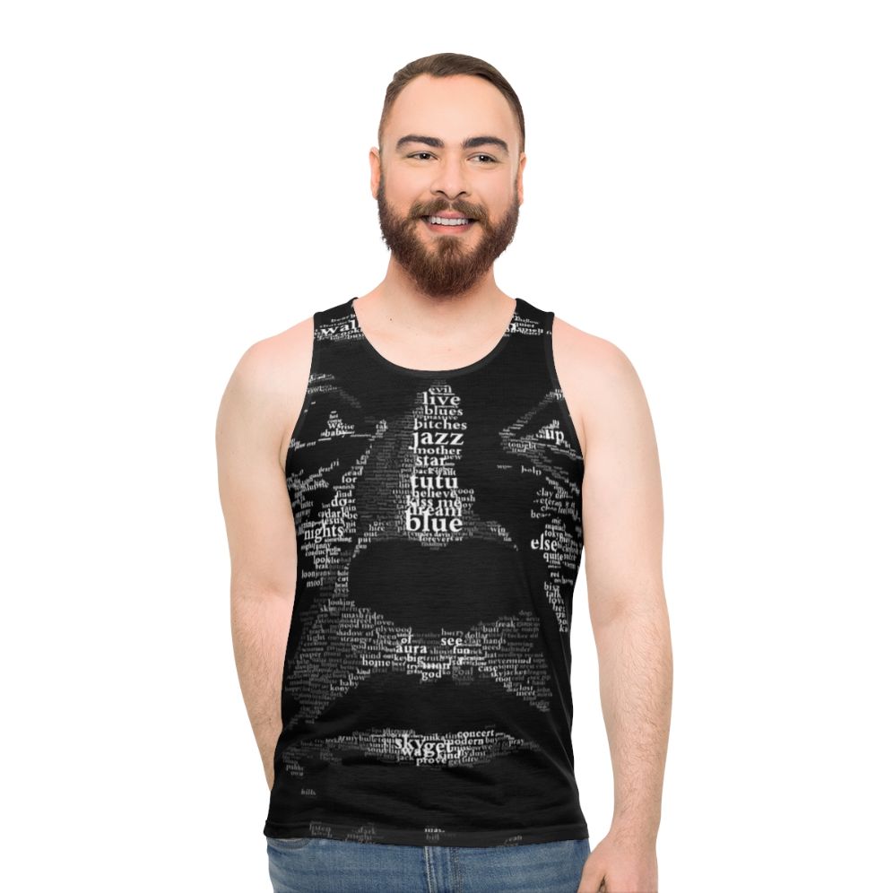Unisex tank top with a jazz music design