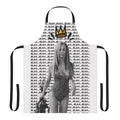 Black and white pop art portrait of actress Jennifer Aniston on a modern kitchen apron