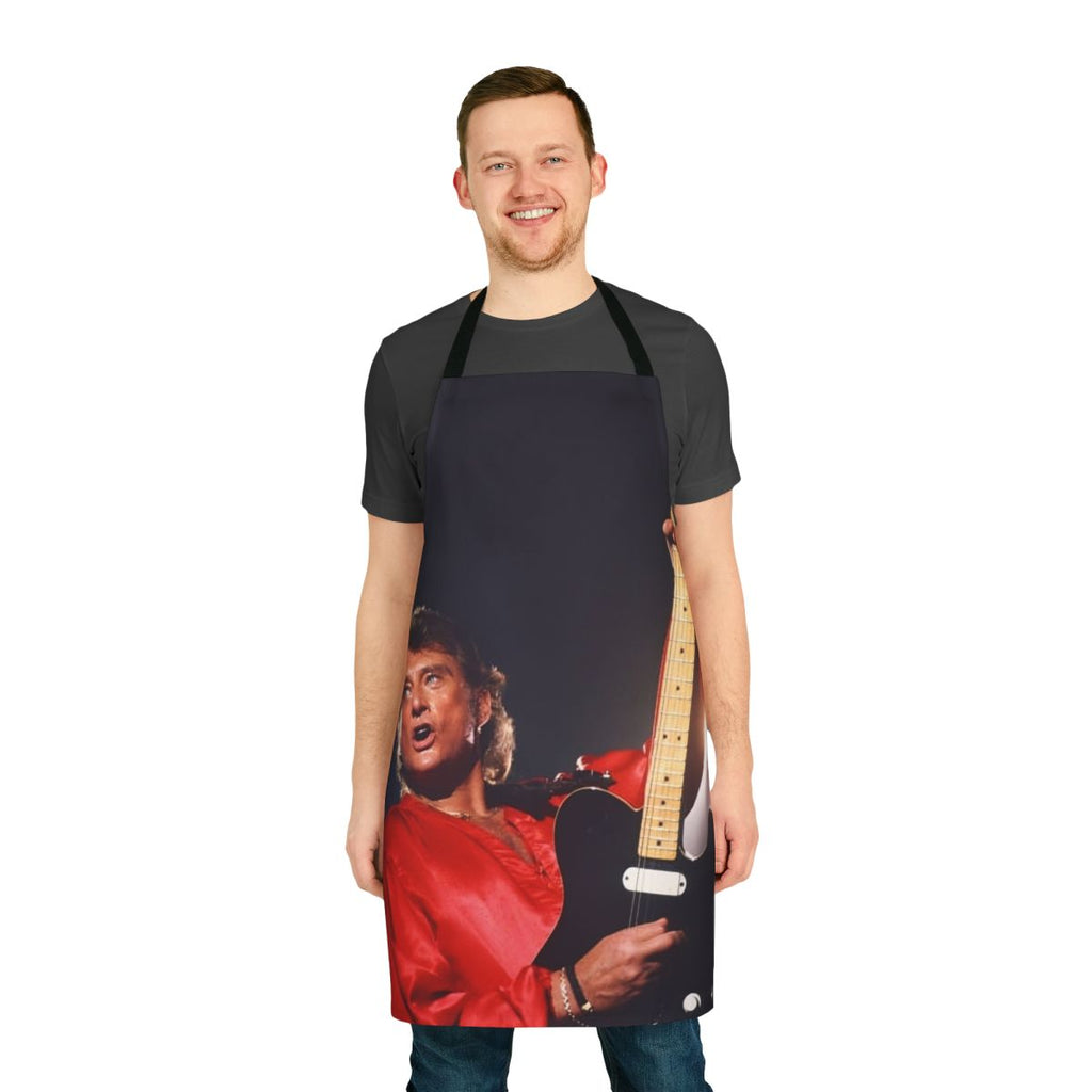 Retro-inspired apron featuring the iconic French singer Johnny Hallyday