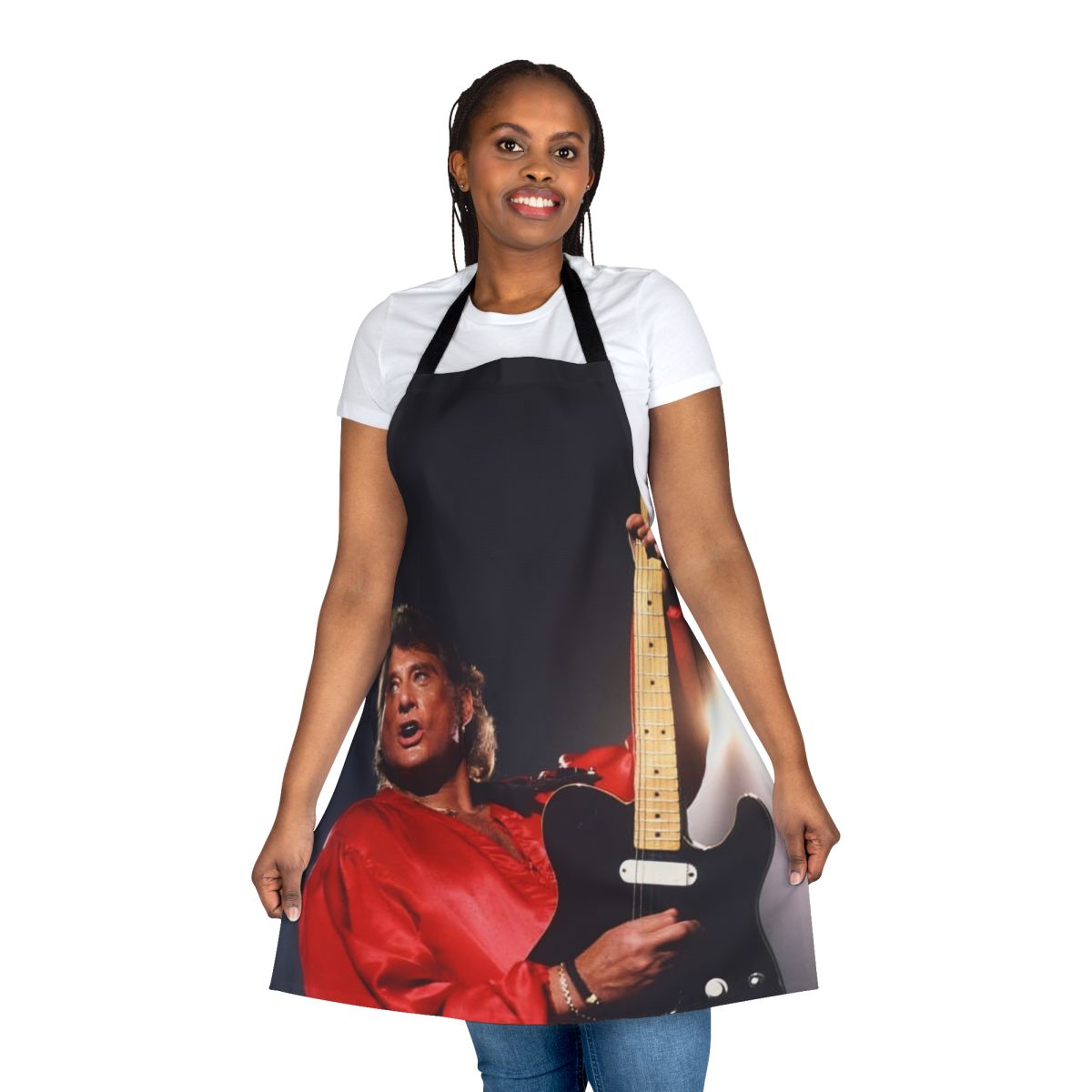Retro-inspired apron featuring the iconic French singer Johnny Hallyday
