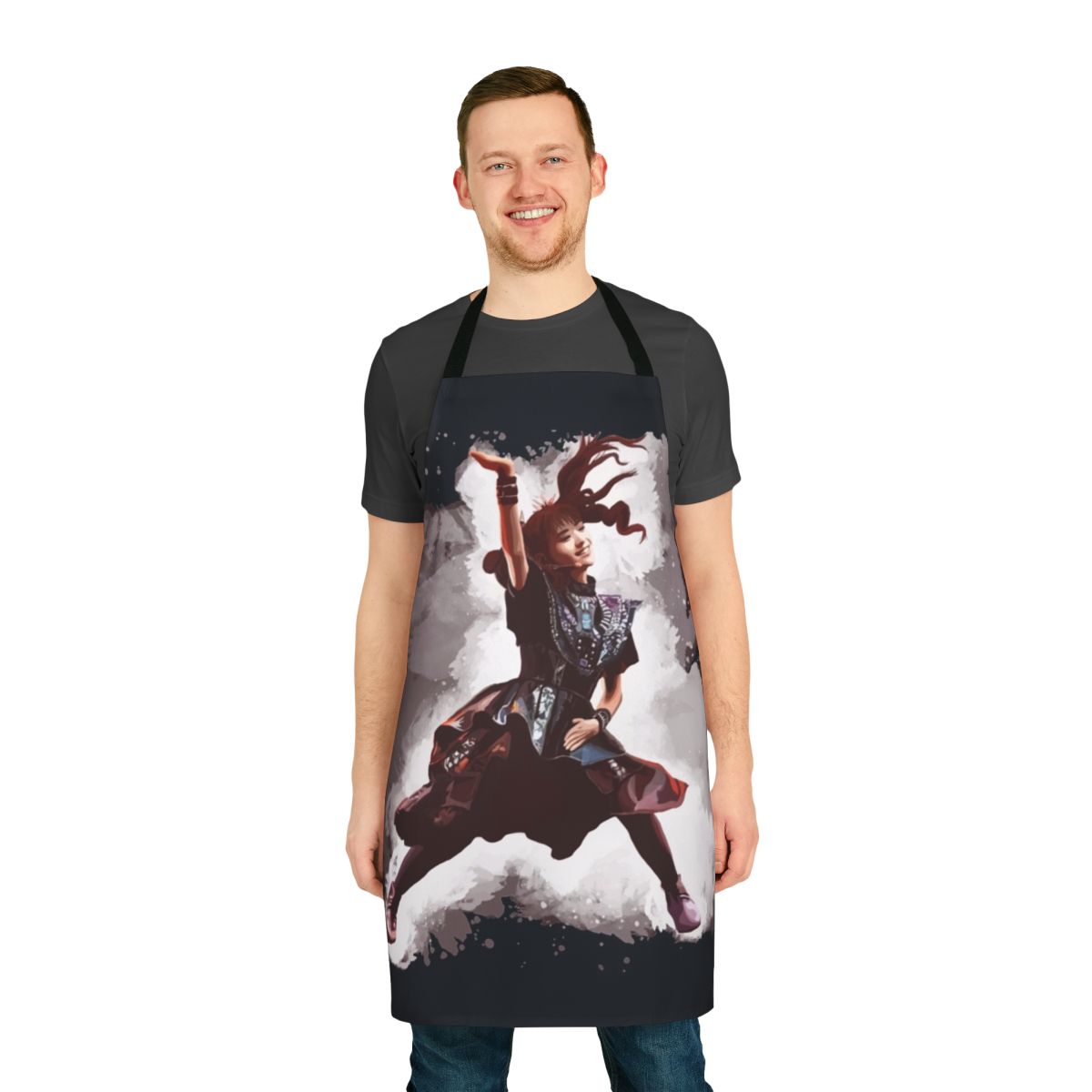 Kawaiine-inspired apron with anime and Japanese pop culture graphics