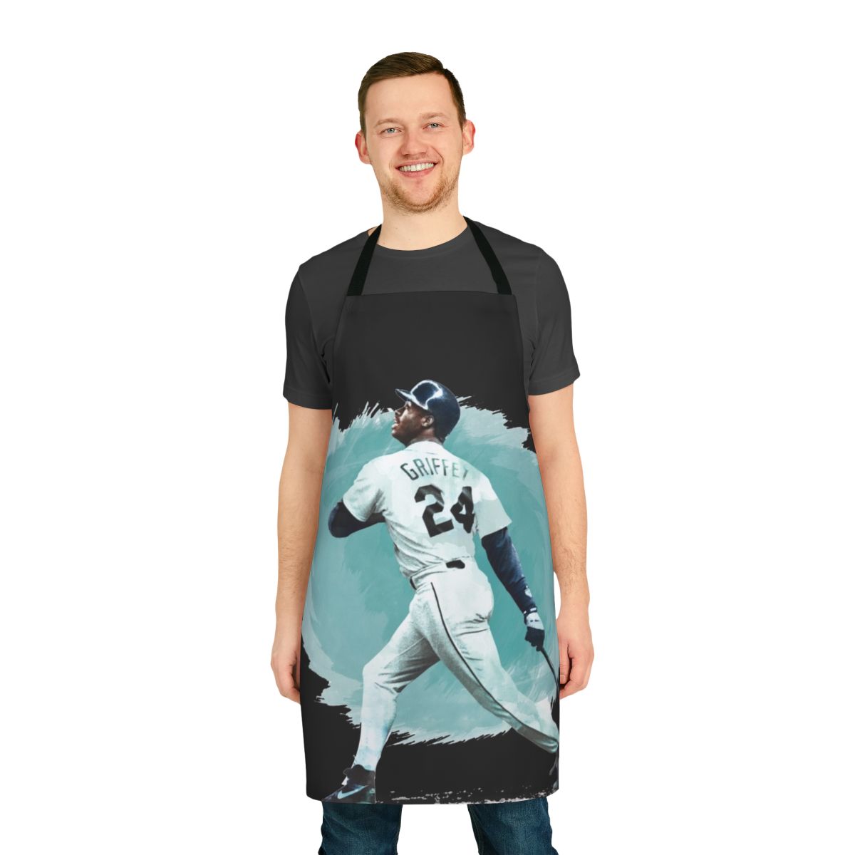 Stylish baseball-themed apron featuring the iconic image of Ken Griffey Jr.
