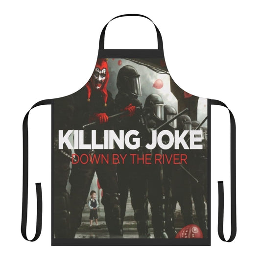 Killing Joke inspired apron with the band's iconic logo and horror-themed design