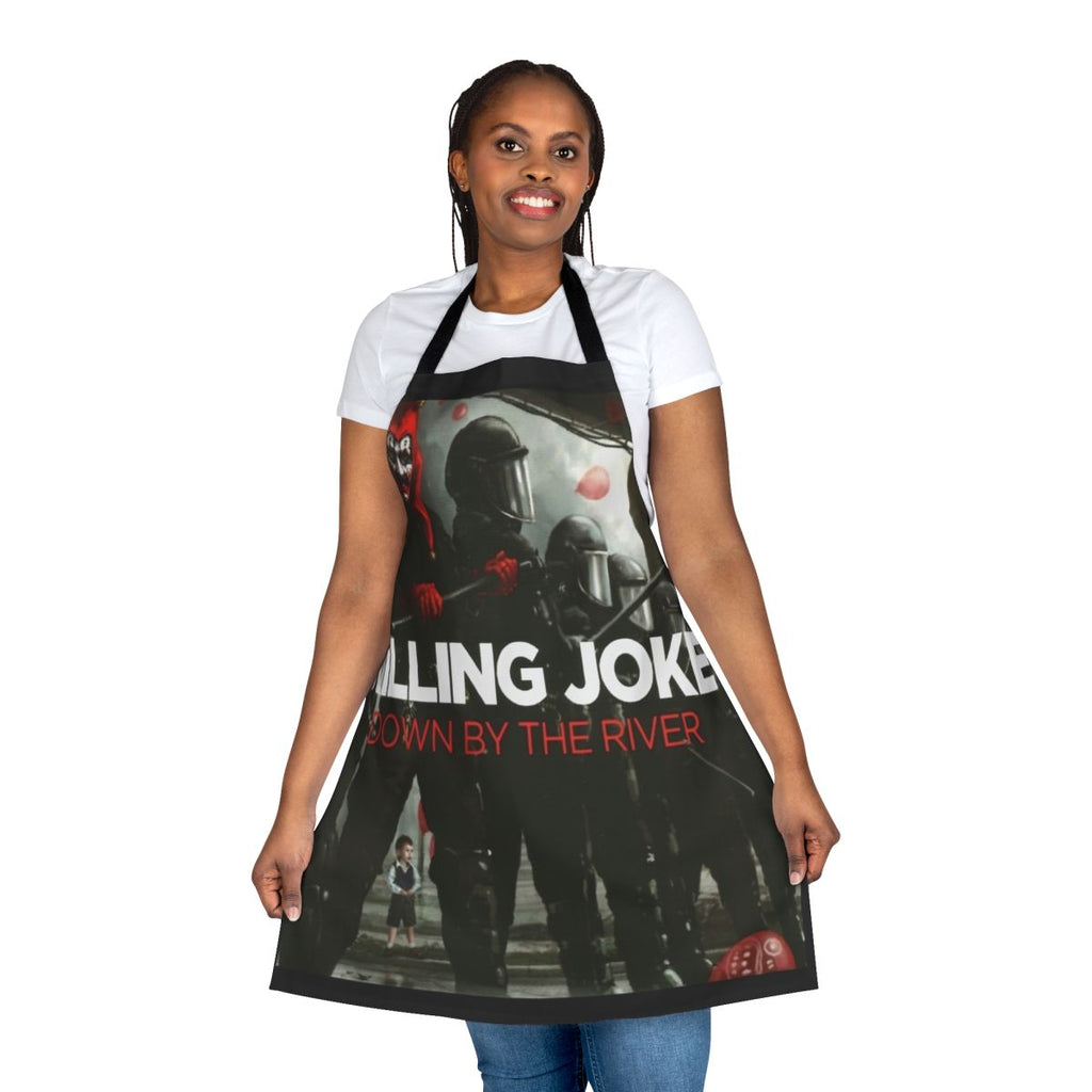 Killing Joke inspired apron with the band's iconic logo and horror-themed design