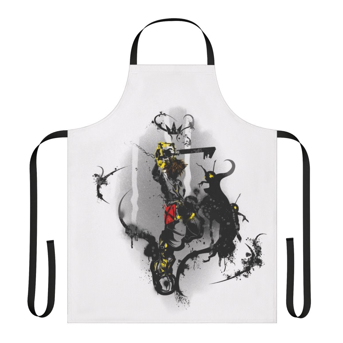 Colorful and stylish kingdom hearts themed apron with graffiti-style graphics