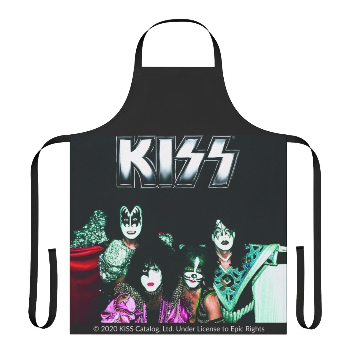 Apron featuring the iconic Kiss band logo and imagery