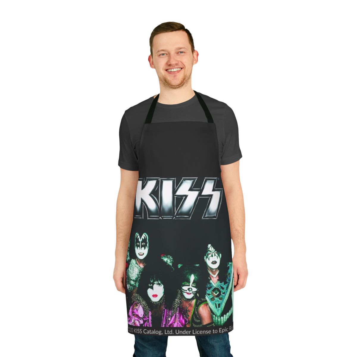 Apron featuring the iconic Kiss band logo and imagery