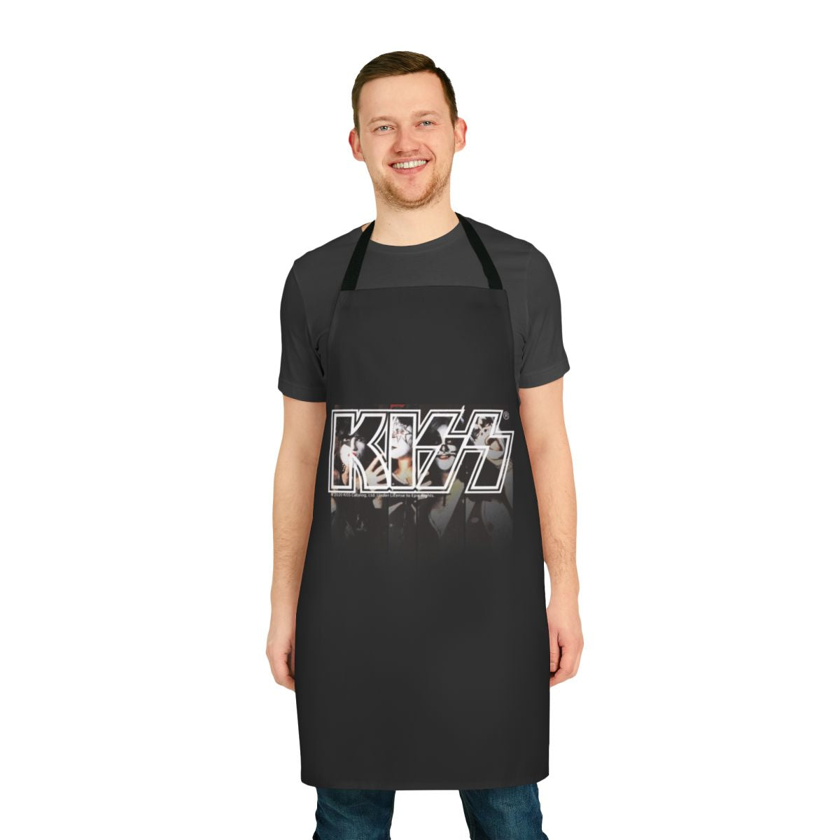 Apron featuring the iconic Kiss band logo and members artwork