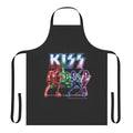 Vibrant apron design featuring iconic Kiss band imagery and symbols