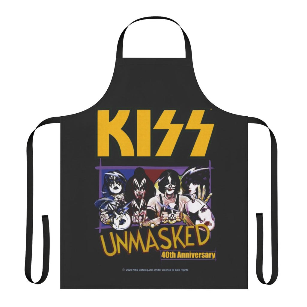 Apron featuring stylized Kiss band fan art design