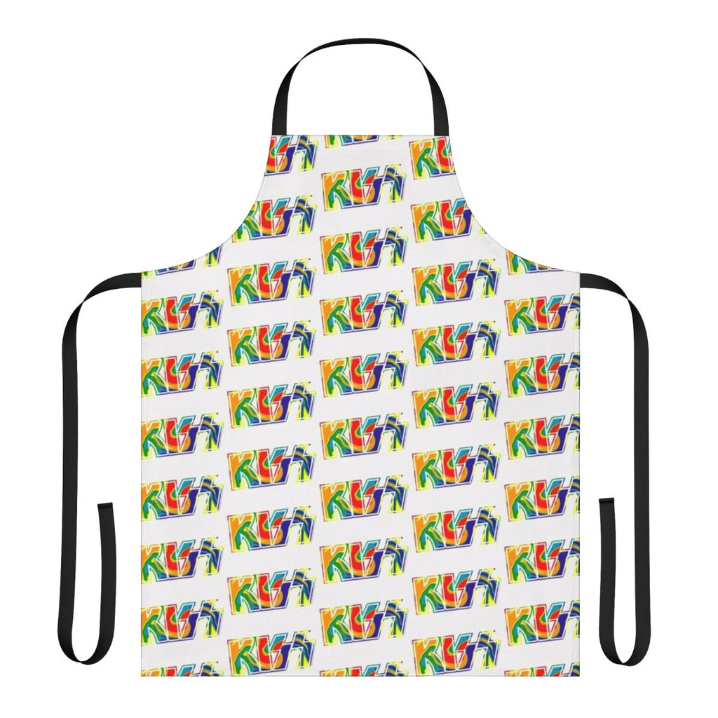 Colorful tie dye apron featuring the iconic Kiss the Band logo