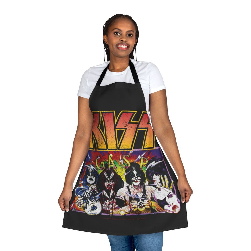 Apron featuring artwork inspired by the iconic Kiss album "Unmasked"