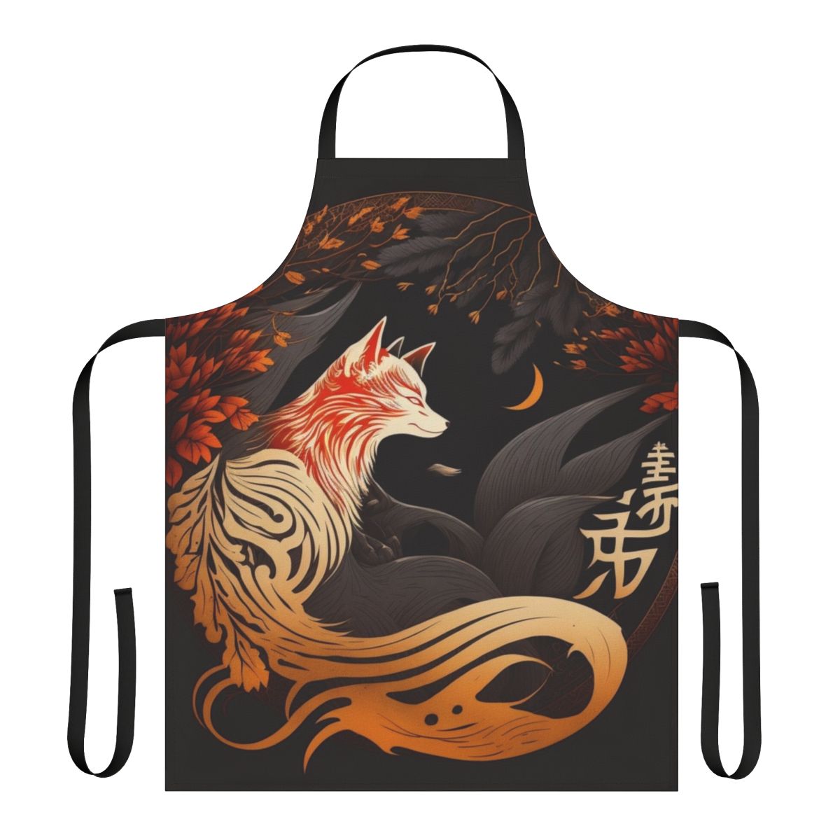 Kitsune Japanese art design printed on a high-quality apron for cooking, crafting, and more.