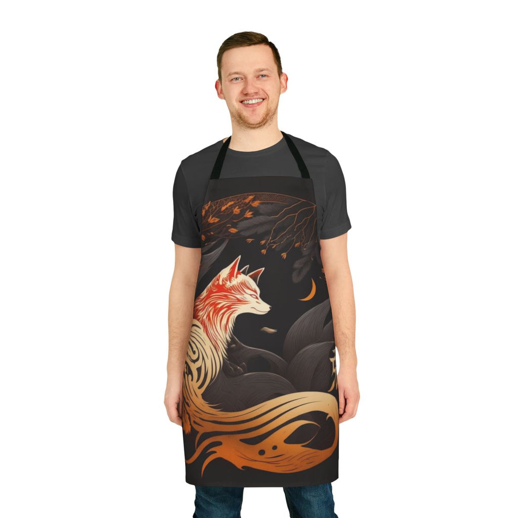 Kitsune Japanese art design printed on a high-quality apron for cooking, crafting, and more.