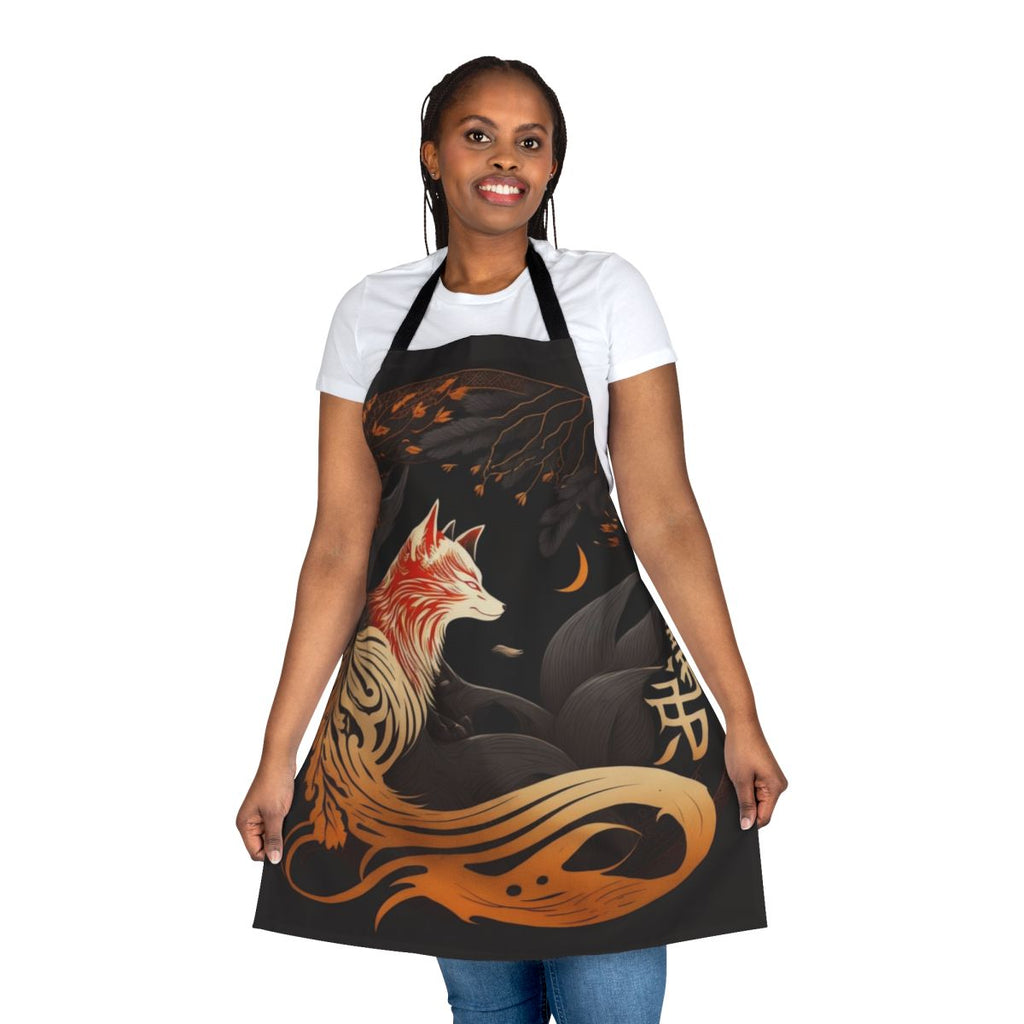 Kitsune Japanese art design printed on a high-quality apron for cooking, crafting, and more.
