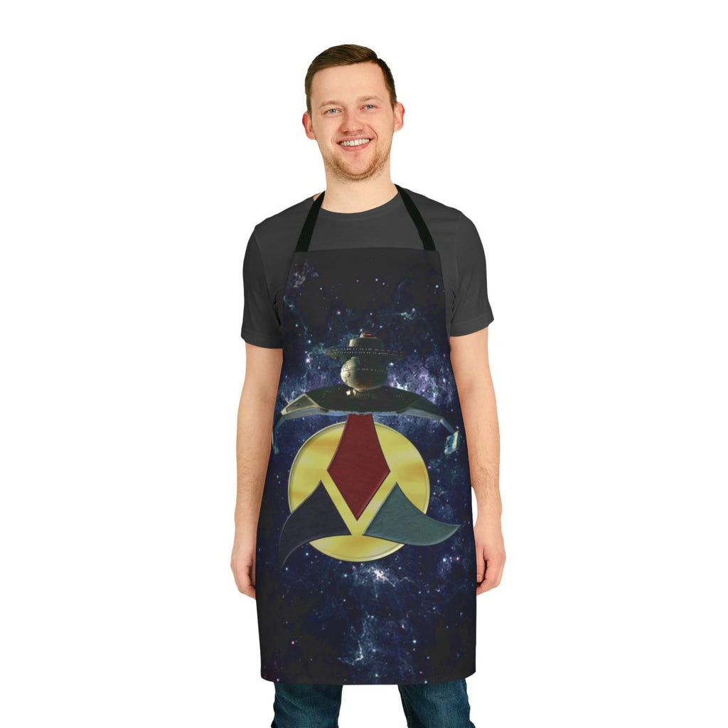 Klingon-inspired apron with the Heart of Virtue symbol