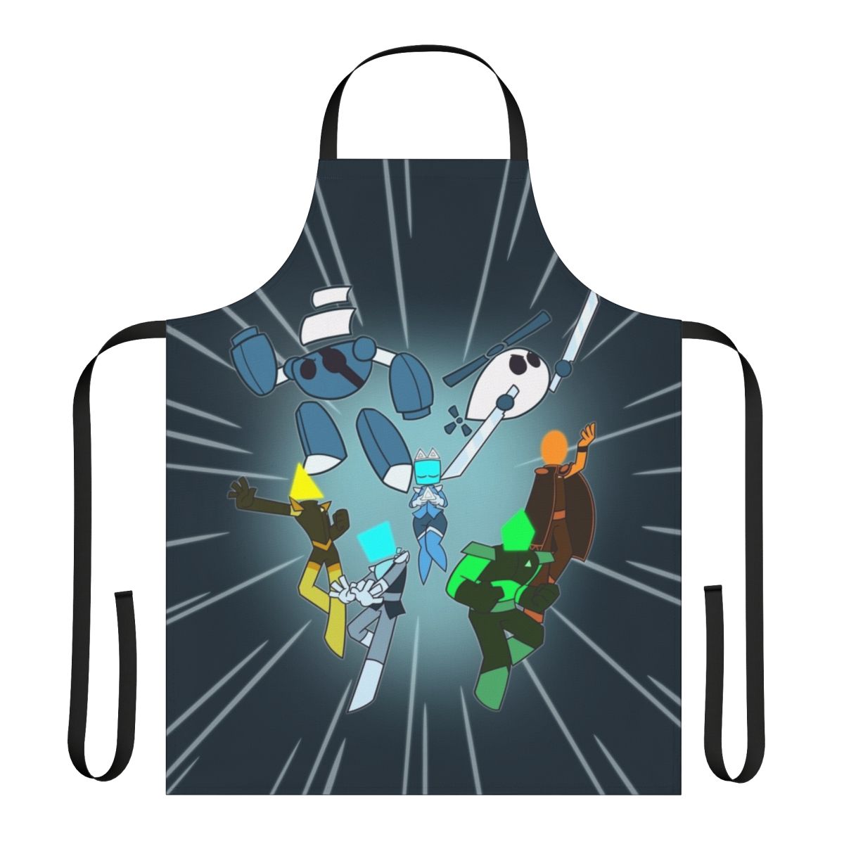 A high-quality apron with a team knights design, perfect for fans of the Just Shapes and Beats game.