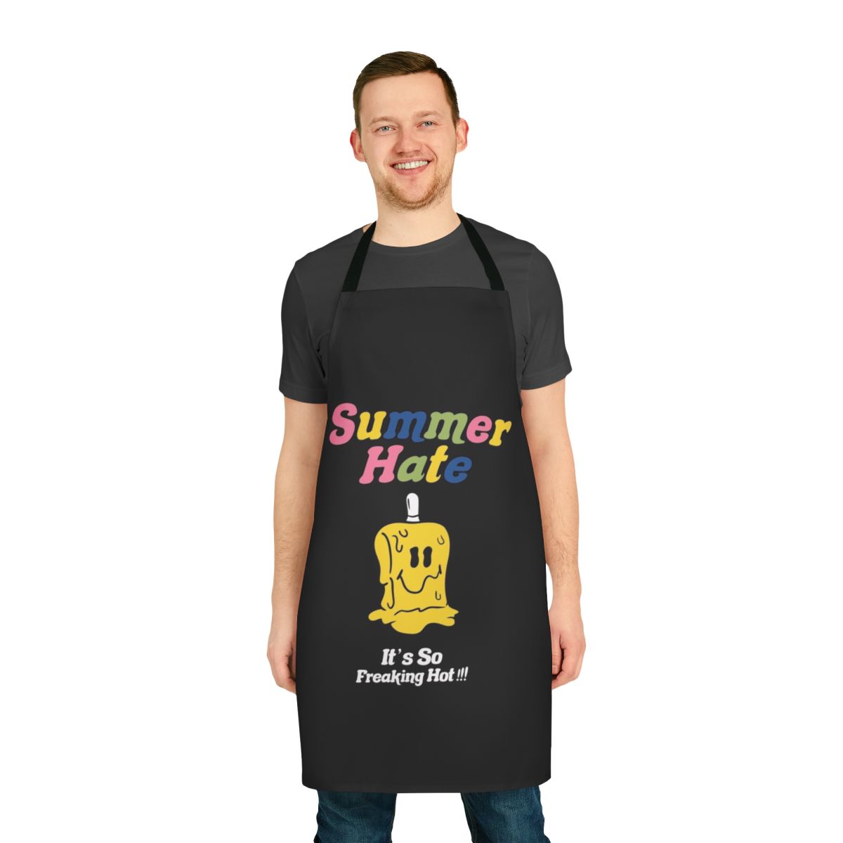 Stylish Korean inspired summer apron with a bold graphic design