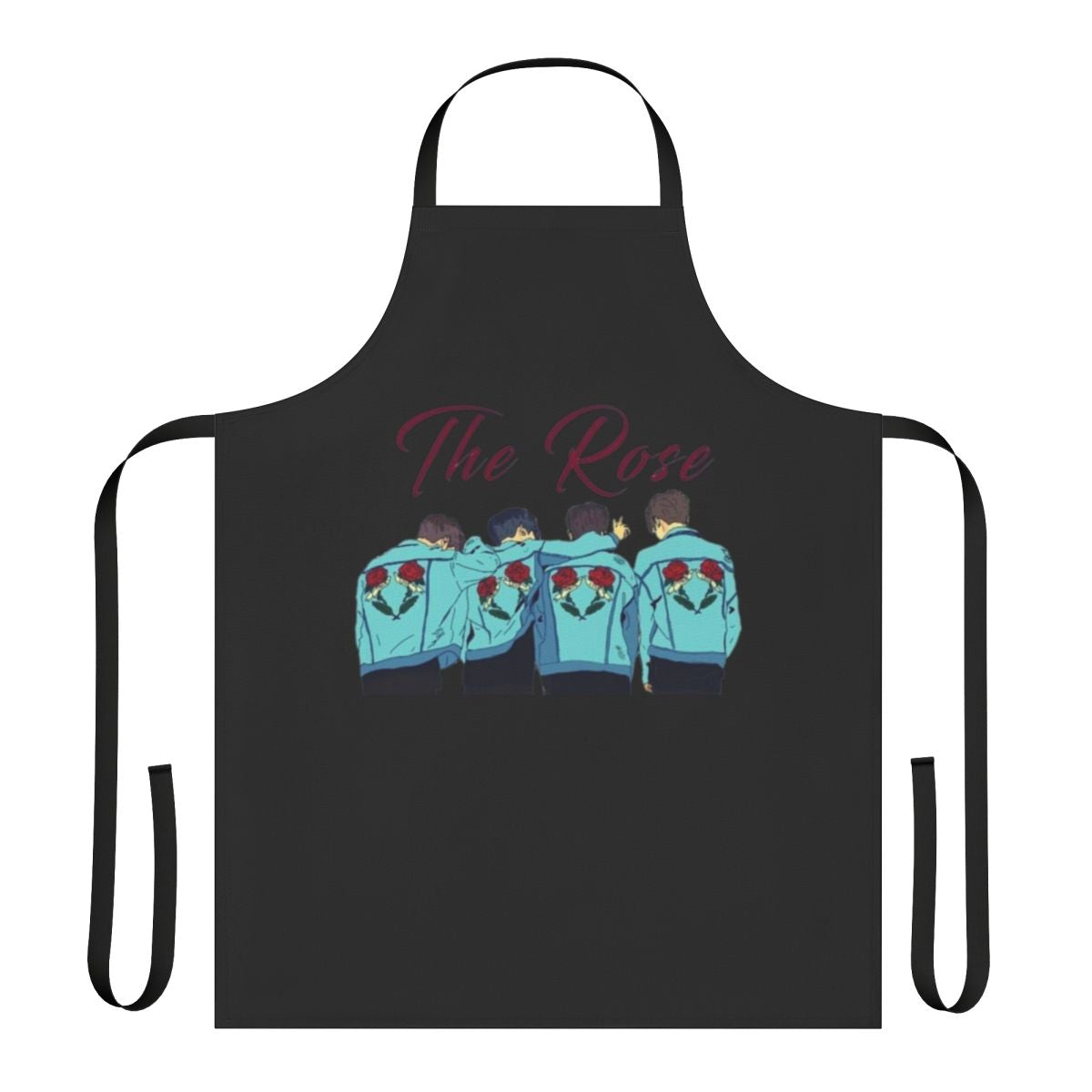 A stylish and durable apron featuring The Rose, a popular Kpop band.