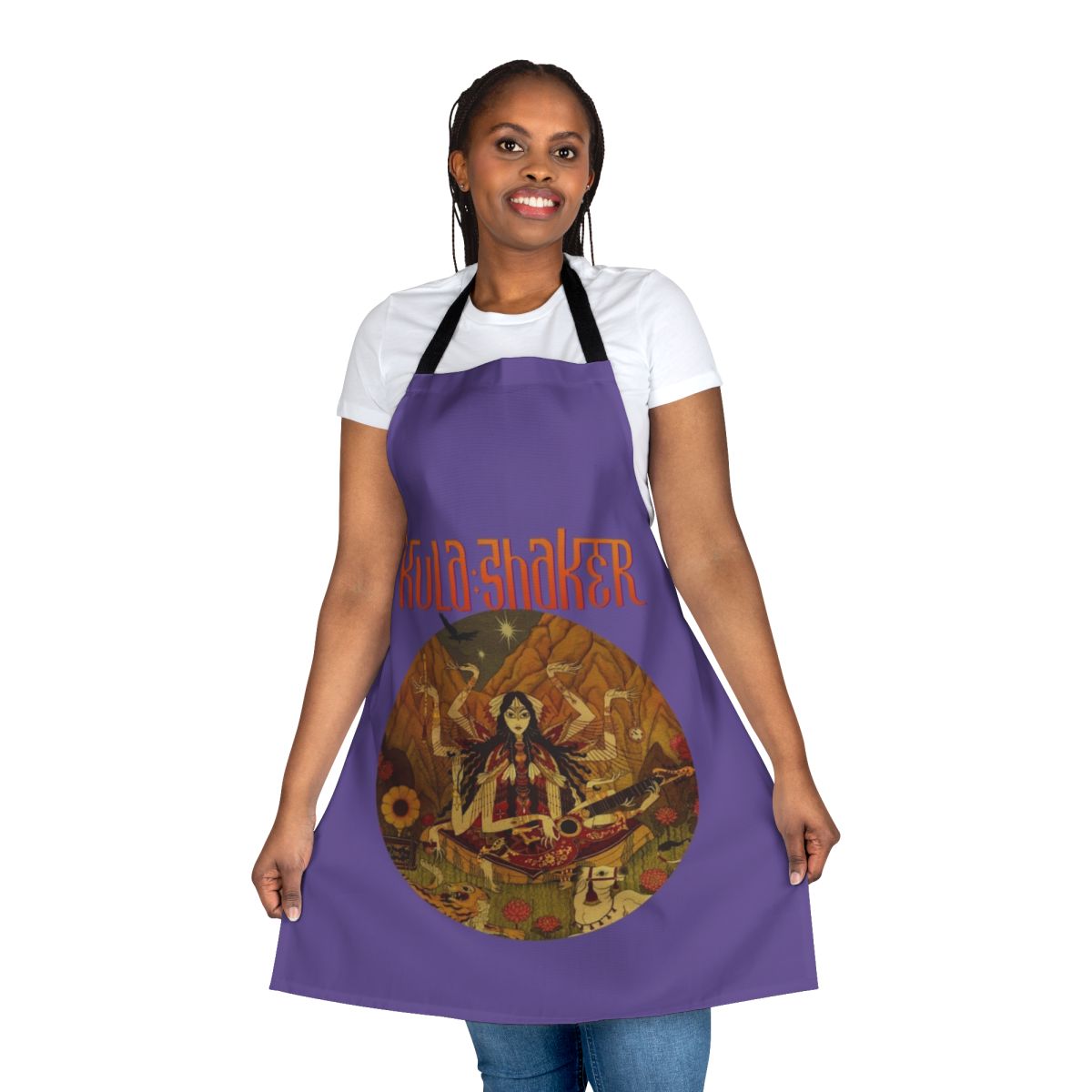 Kulashaker-inspired apron with colorful design for music lovers