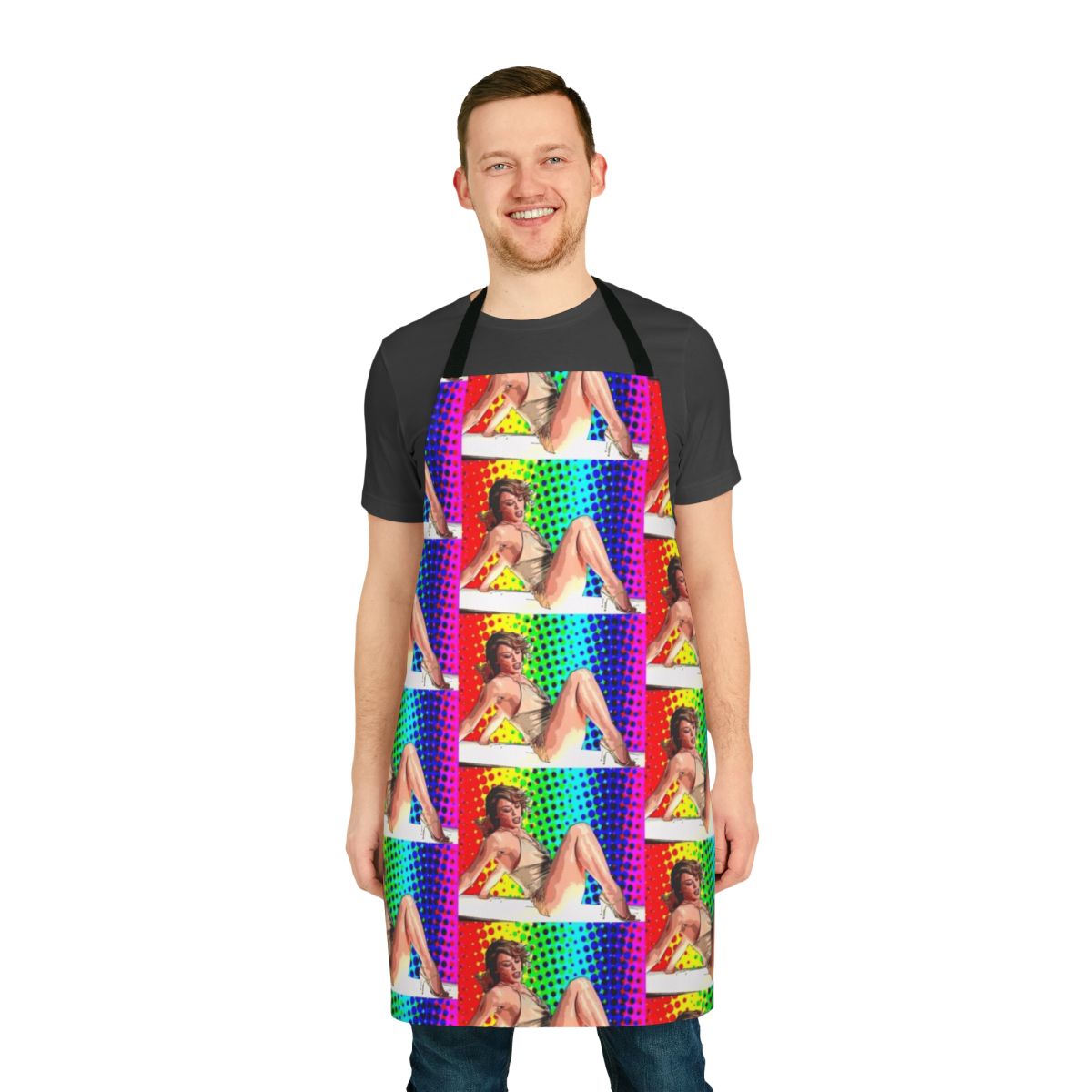 Kylie Minogue-inspired apron with "Baby, Baby, Baby" design