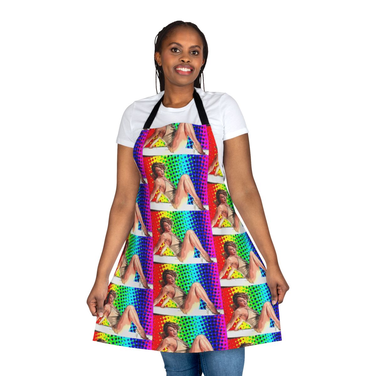 Kylie Minogue-inspired apron with "Baby, Baby, Baby" design