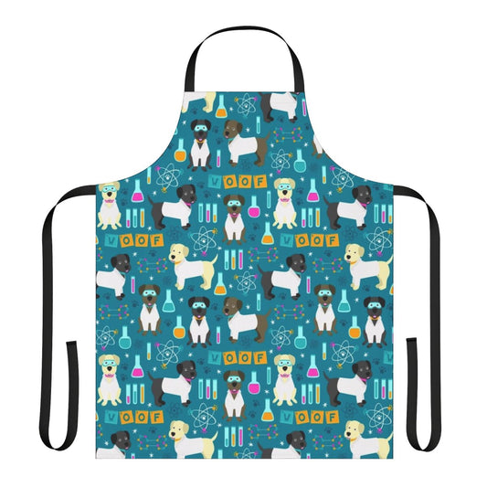 A stylish lab assistant apron with a fun science-themed design, perfect for science enthusiasts, nerds, and geeks.