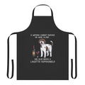Lagotto Romagnolo dog wearing an apron with a wine glass design