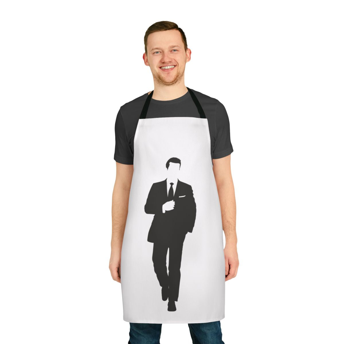 Lawyer-inspired apron featuring a minimalist design, perfect for fans of legal dramas and professional attire.