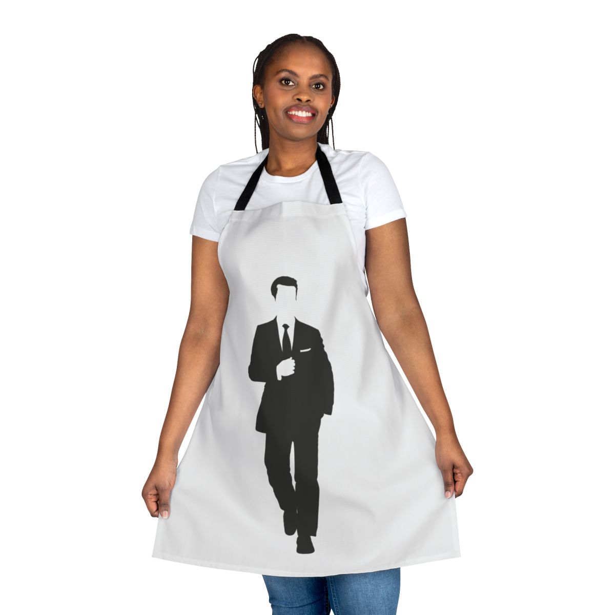 Lawyer-inspired apron featuring a minimalist design, perfect for fans of legal dramas and professional attire.