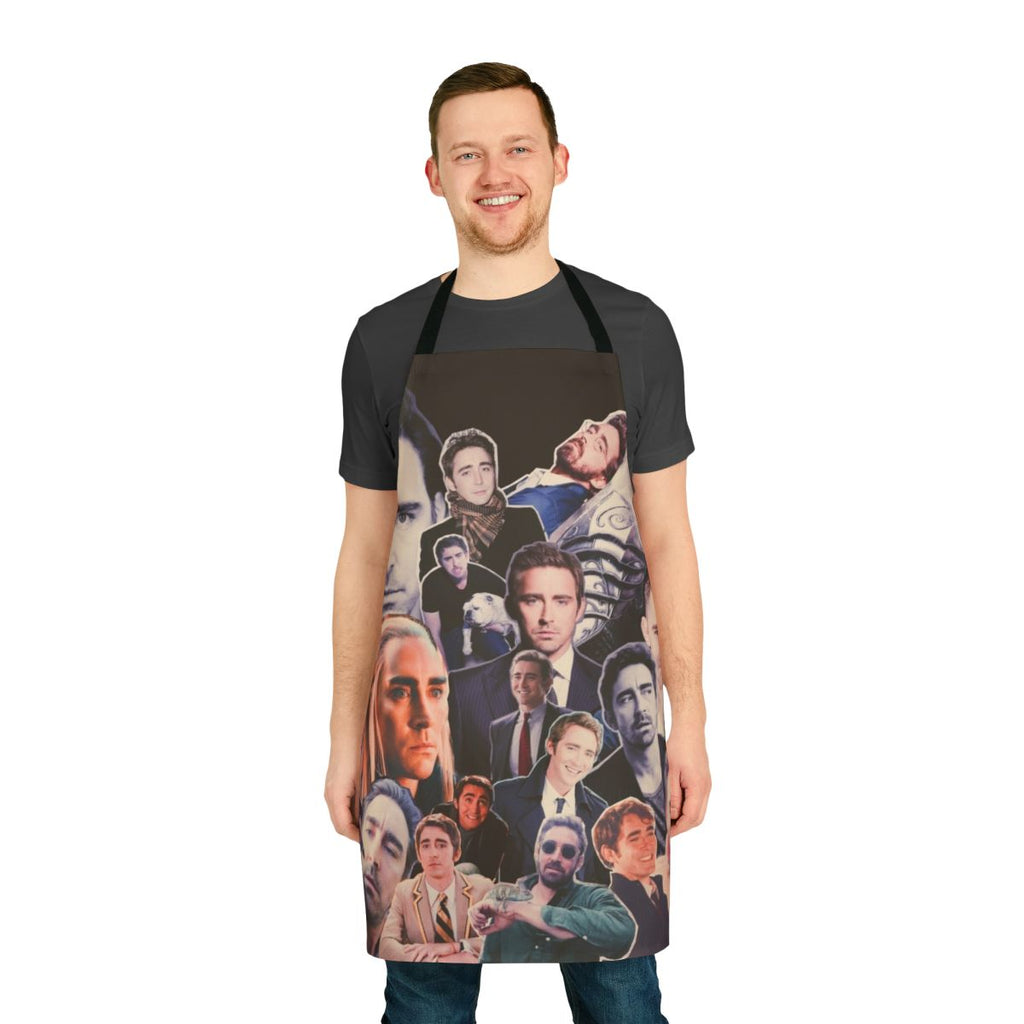 A white apron with the text "Lee Pace Whaaat" printed on it.