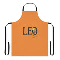 Illustrated apron featuring a whimsical lion-mermaid design