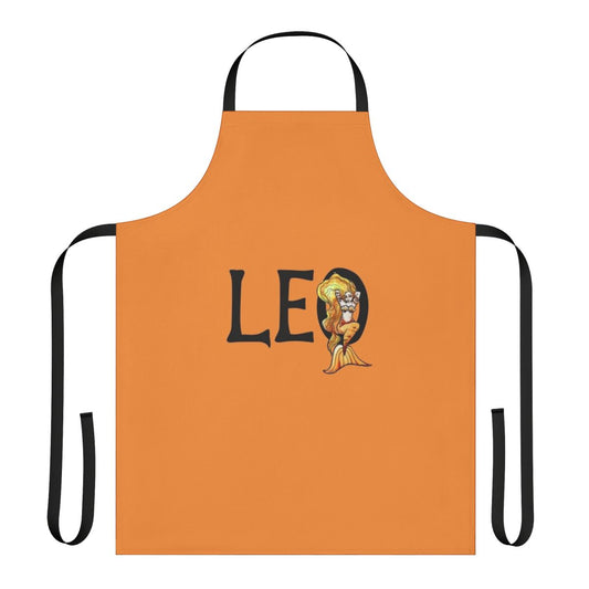 Illustrated apron featuring a whimsical lion-mermaid design