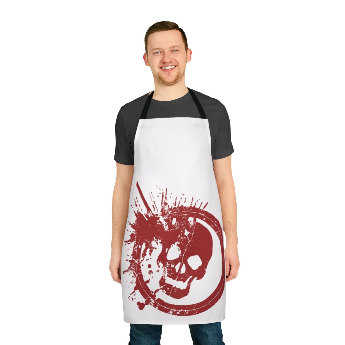 Leon Kuwata-inspired skull apron for Danganronpa cosplay and cooking