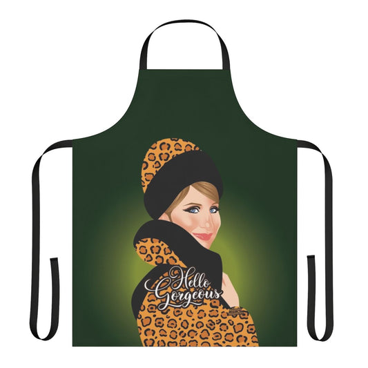 Leopard print apron with bold, artistic design