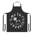 Liberato-inspired black and white apron with rose design