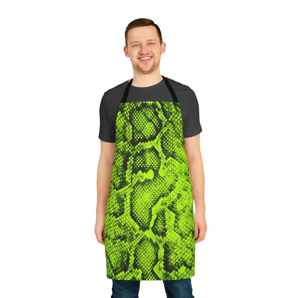 Lime green snakeskin pattern apron for contemporary kitchens