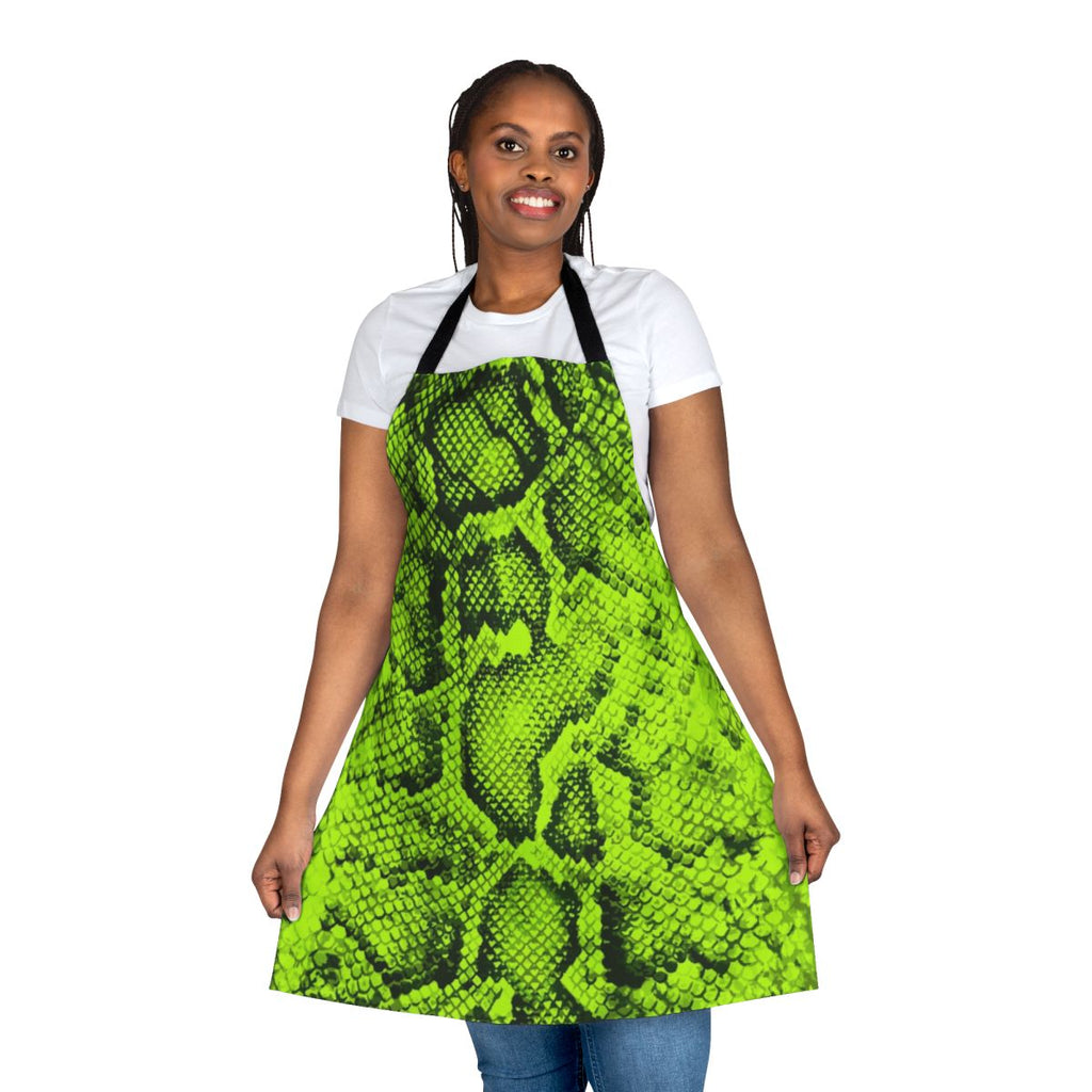 Lime green snakeskin pattern apron for contemporary kitchens