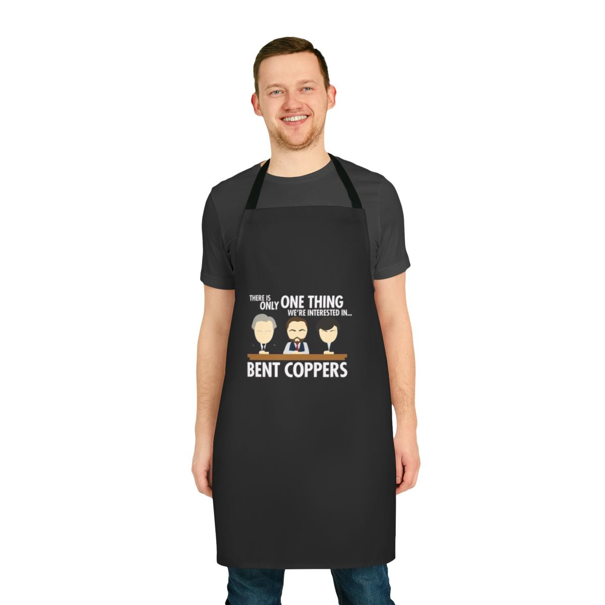 Apron with 'Line of Duty' inspired 'Bent Coppers' design