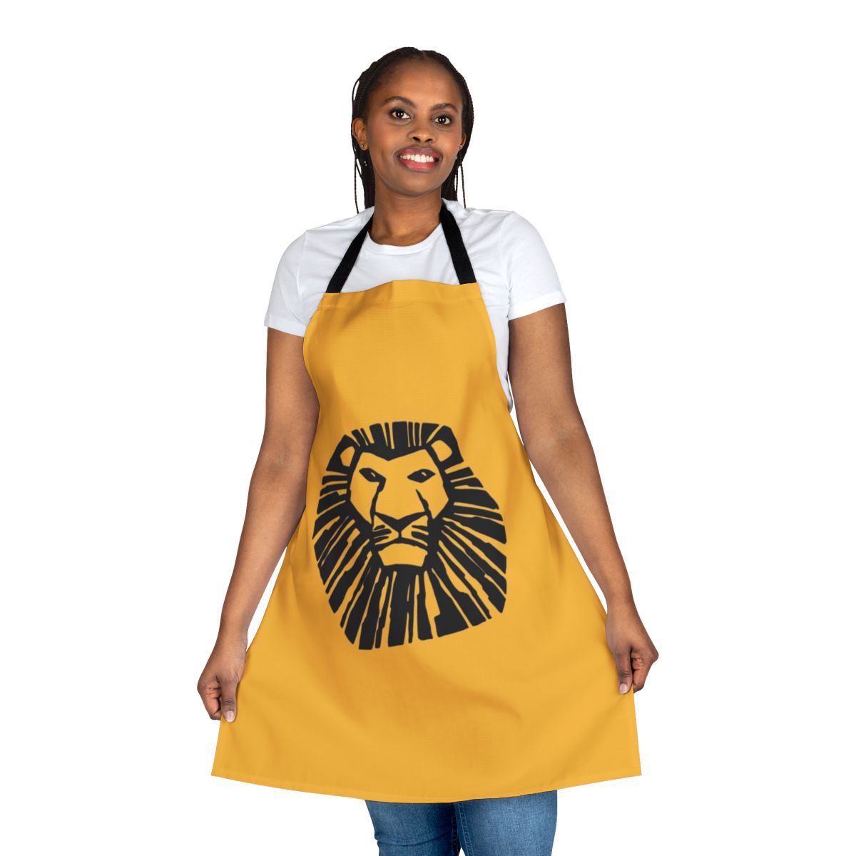 Apron featuring a bold and vibrant lion king logo design