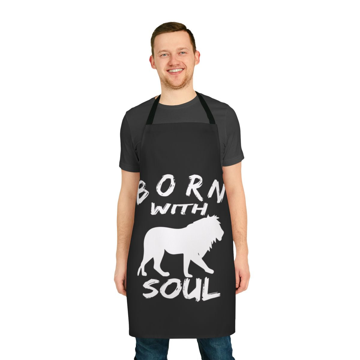 Vibrant lion print apron with a bold and unique design
