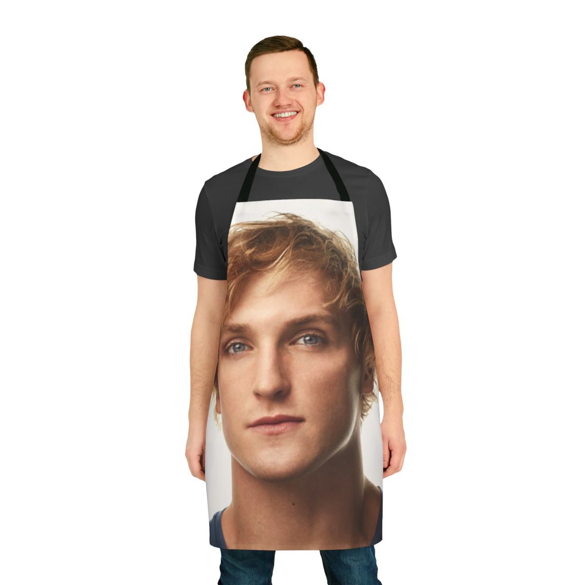 Stylish custom apron featuring Logan Paul's name and image