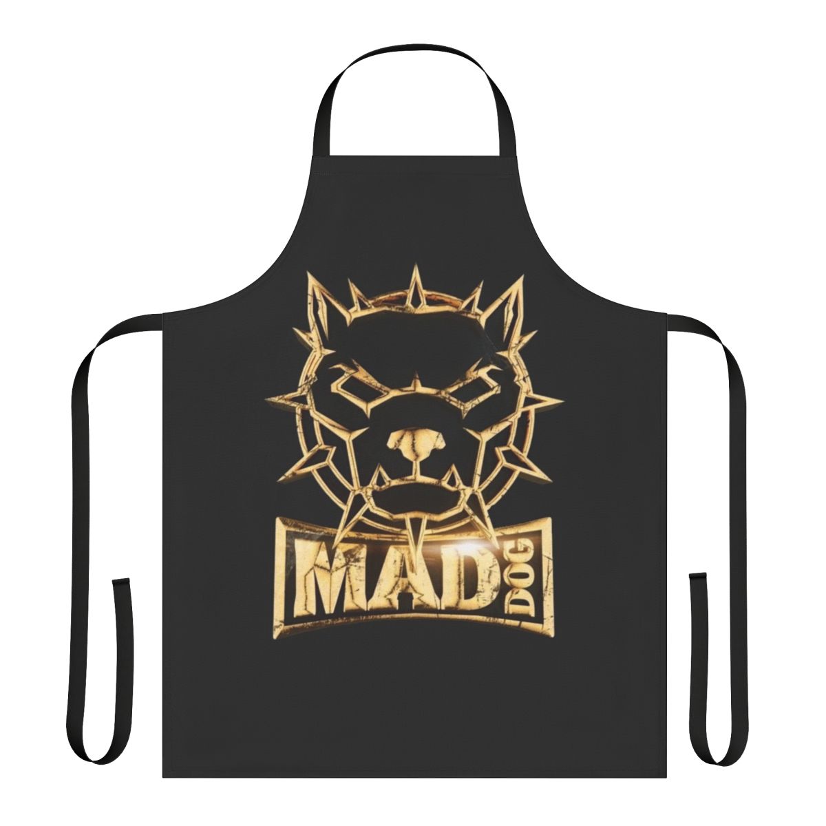 Vibrant mad dog-inspired apron with bold graphics and patterns