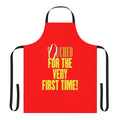 A chic, music-themed apron featuring iconic Madonna album covers and song titles.