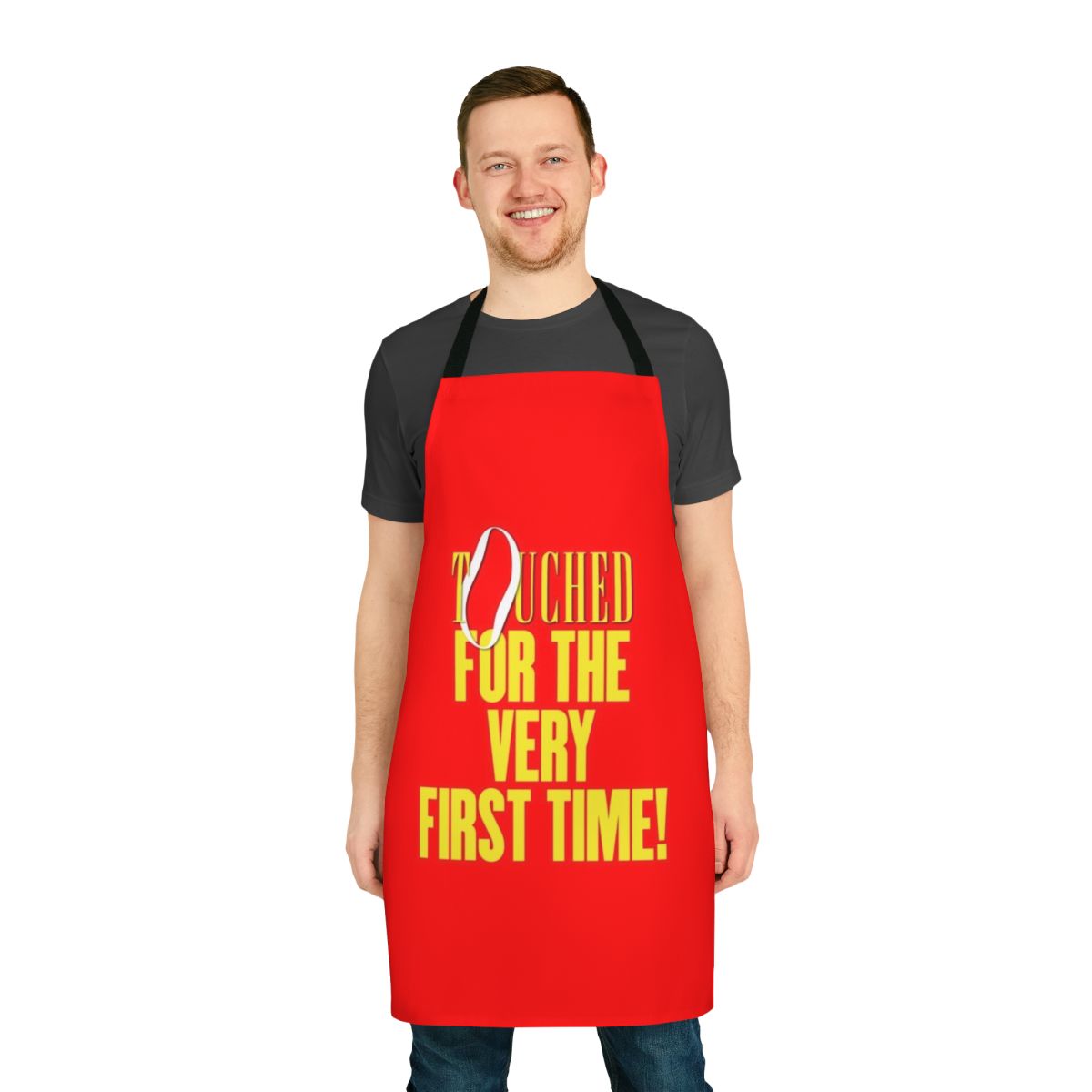 A chic, music-themed apron featuring iconic Madonna album covers and song titles.