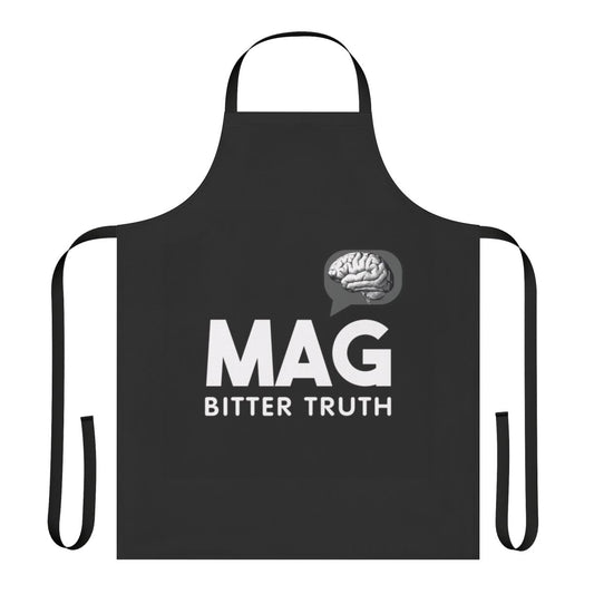 Mag-inspired kitchen apron with bold graphic design