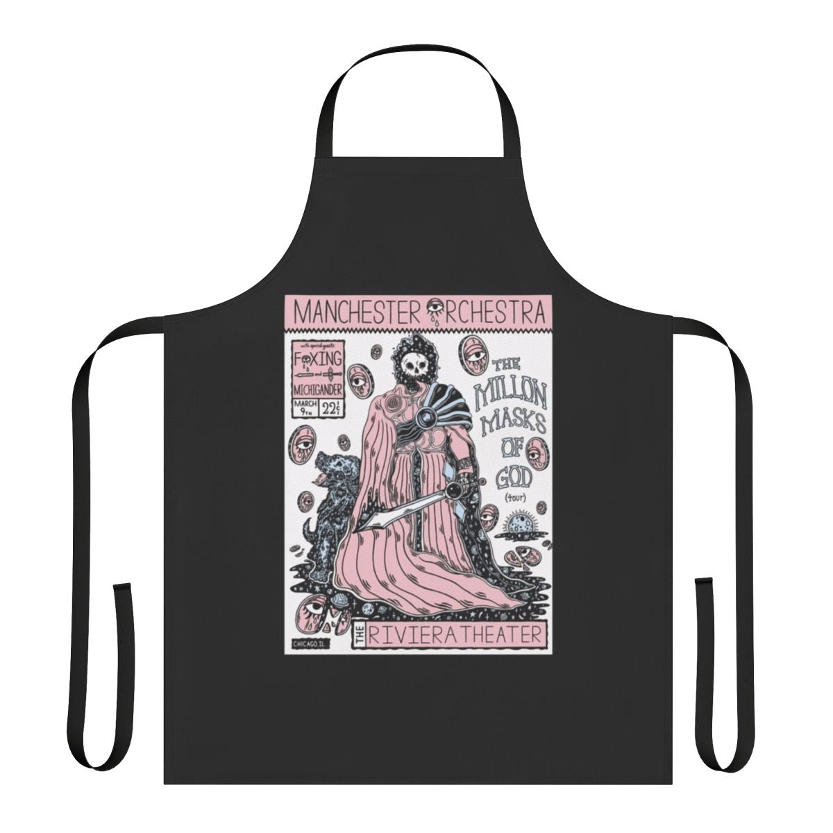 Manchester Orchestra sketch design printed on a high-quality apron
