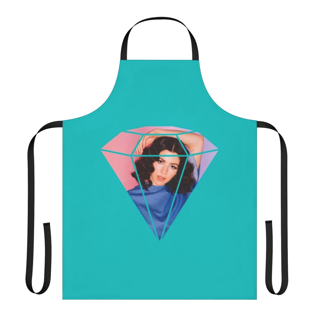 Artistic apron featuring the logo and imagery of popular pop singer-songwriter Marina and the Diamonds